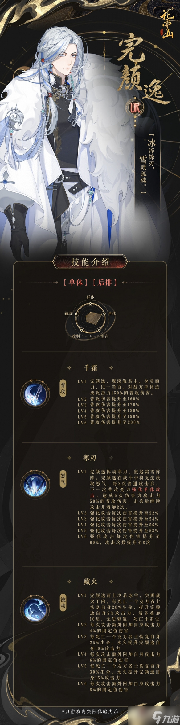 《花亦山心之月》完颜逸技能介绍